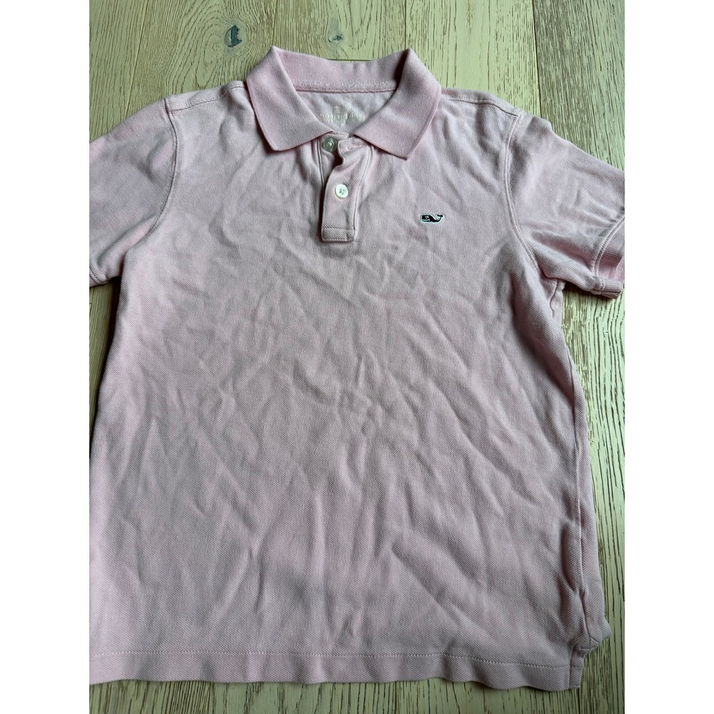 Vineyard Vines Boys Pink Pique Polo Shirt Short Sleeve Size 7 Whale Logo Classic